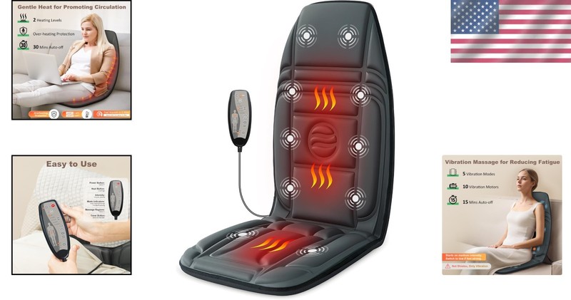 Ergonomic Vibration Massage Pad with Heat for Instant Relief Anywhere, 20"x44" gallery