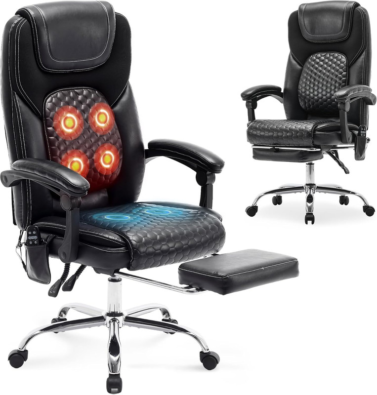 Massage Office Chair with 3-Level Heat and Footrest – 20-Min Easy Assembly, 300 gallery