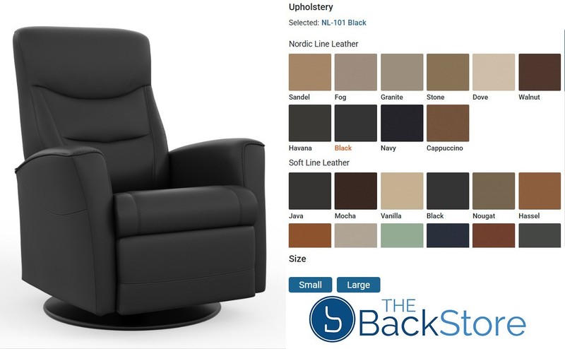 Large Fjords Oslo Swing Relaxer Power Electric Recliner Chair Black Leather