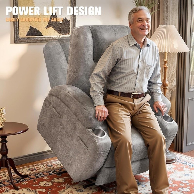 Electric Lift Recliner Chair Massage Vibration Support Storage Easy Assembly New gallery