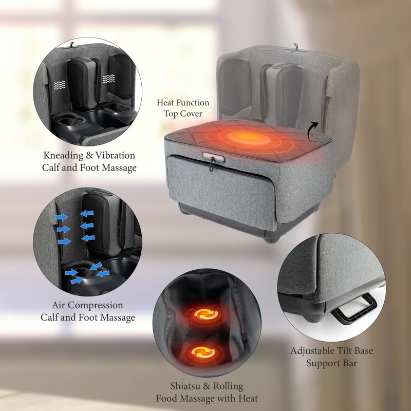 Carepeutic Foldable Ottoman Shiatsu Foot and Leg Massage Machine KH349 gallery