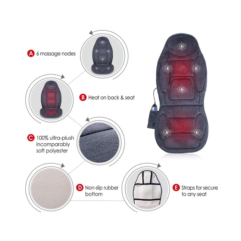 Snailax Vibration Back Massager with Heat, Massage Seat Cushion with 6 Vibrat... gallery