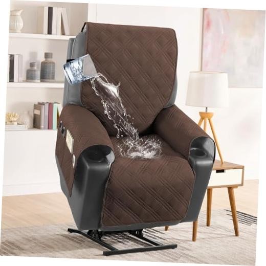 100% Waterproof Recliner Chair Cover Non-Slip Reclining Cover for Brown/Beige