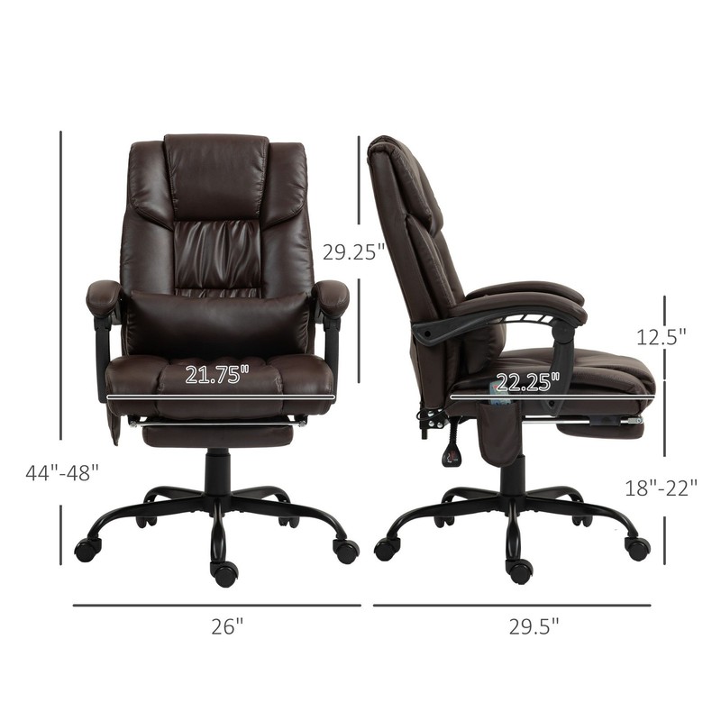 High Back PU Leather Massage Office Chair with Footrest, 6 Vibration Points gallery