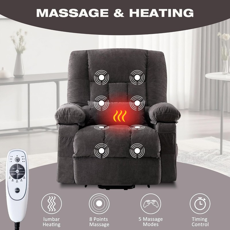 Power Lift Recliner Chair W/ Massage & Heat Elderly,Electric Lift Chair W/ USB gallery