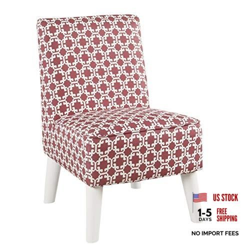 Youth Modern Armless Slipper Chair Pink and White Lattice