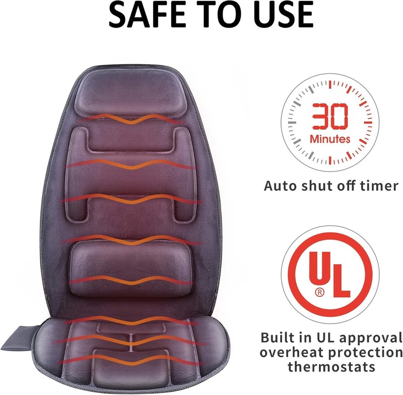 Portable Neck & Back Massager Seat Pad - 10 Motors with Adjustable Heat Levels gallery