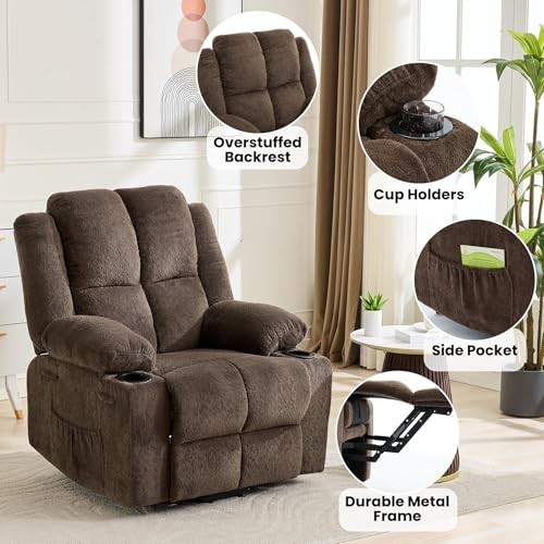 Power Lift Recliner Chair with Massage and Heat, Oversized Electric Lift Brown gallery