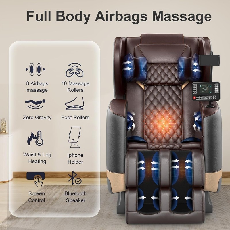 Massage Chair Full Body, Zero Gravity Massage Chair with 10 Fix Rollers, Airbags gallery