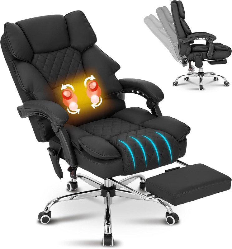 Kneading Massage Office Chair with Heated,90-135° Reclining Executive Office Cha