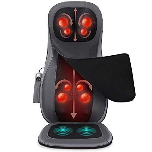 Back Neck Massage Seat Chair Cushion with Heat 3D Finger Pressure & Vibration HD