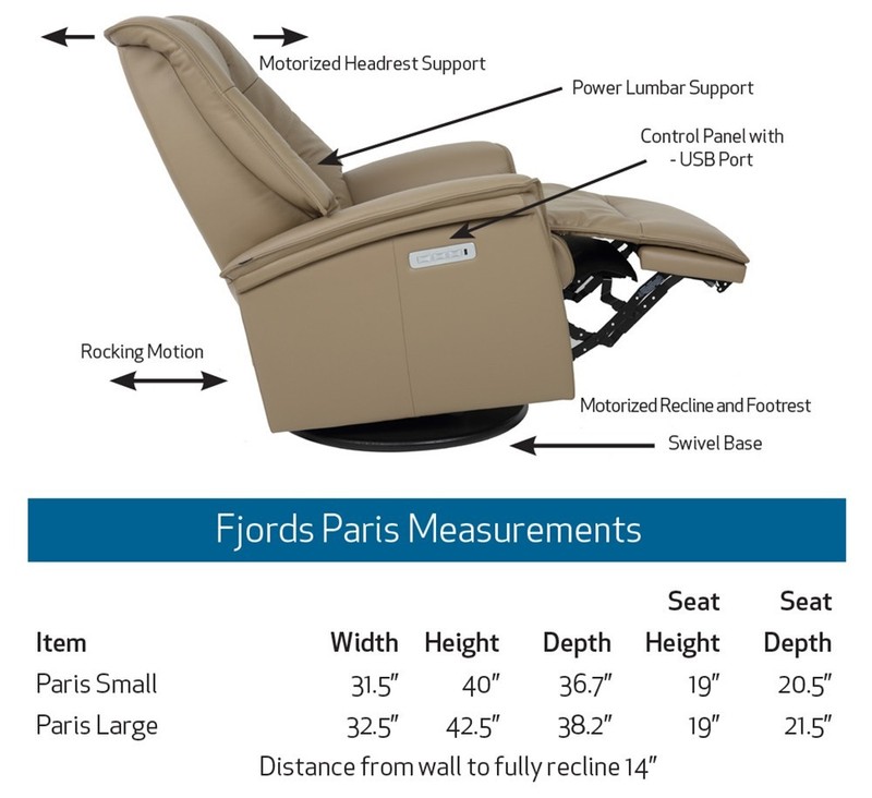 Large Fjords Paris Swing Relaxer 3 Motor Power Recliner Chair Nougat Leather gallery