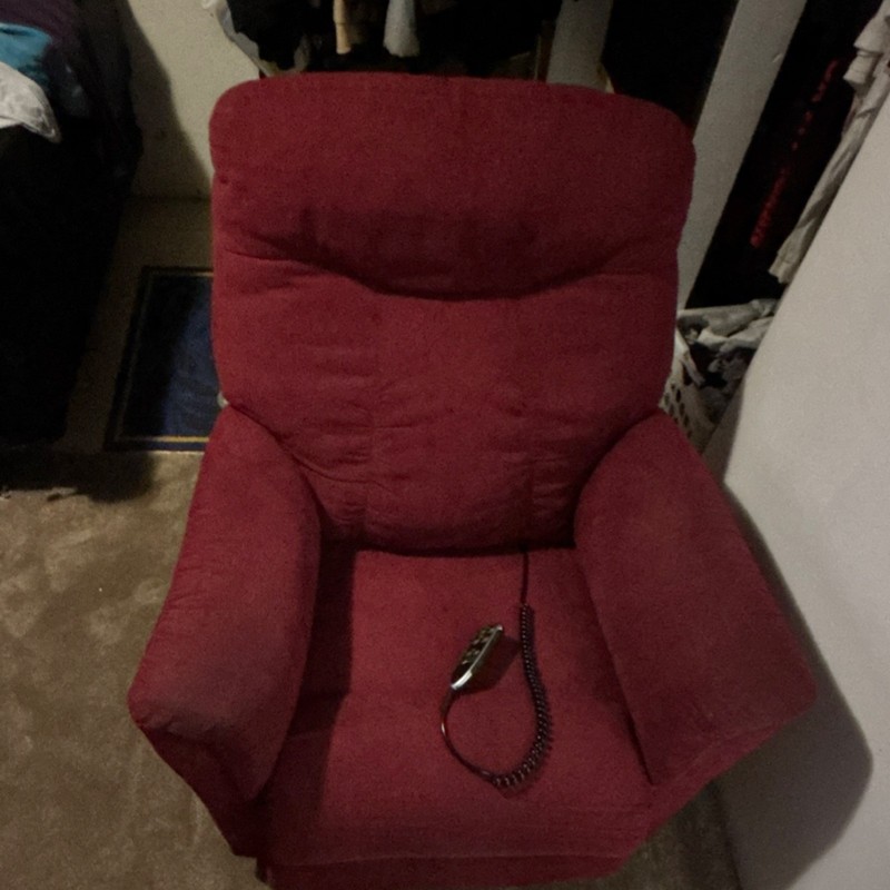La-Z-Boy Red Electric Fabric Recliner Massage Chair with Remote Control