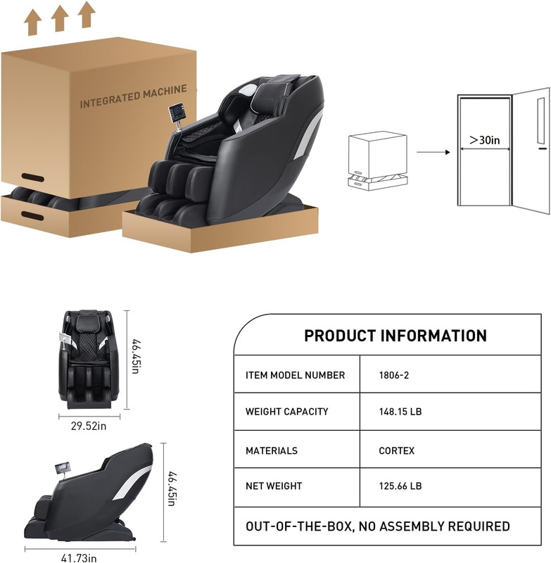 Ultimate Full Body Massage Chair with Zero Gravity & Bluetooth Music gallery