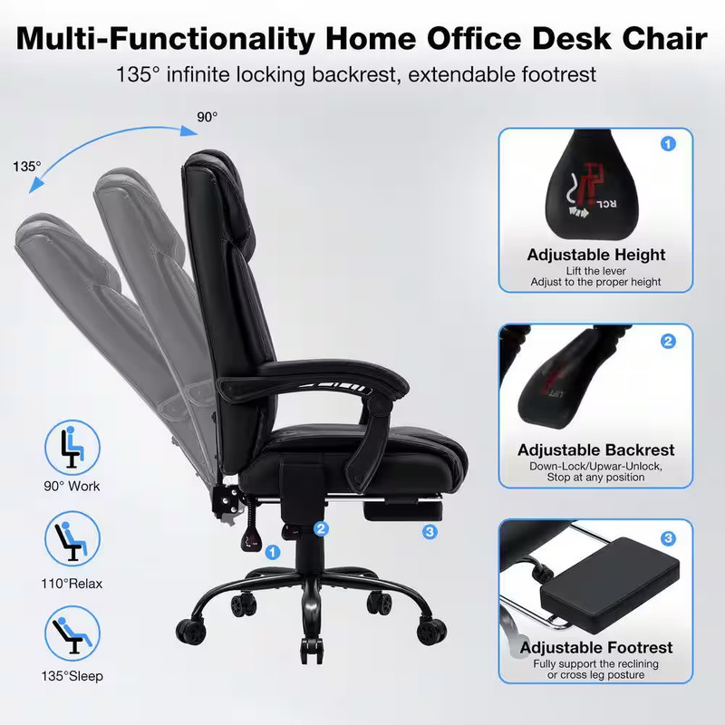 Faux Leather Swivel Massage Executive Chair with 6 Point Vibration Ergonomic Off gallery