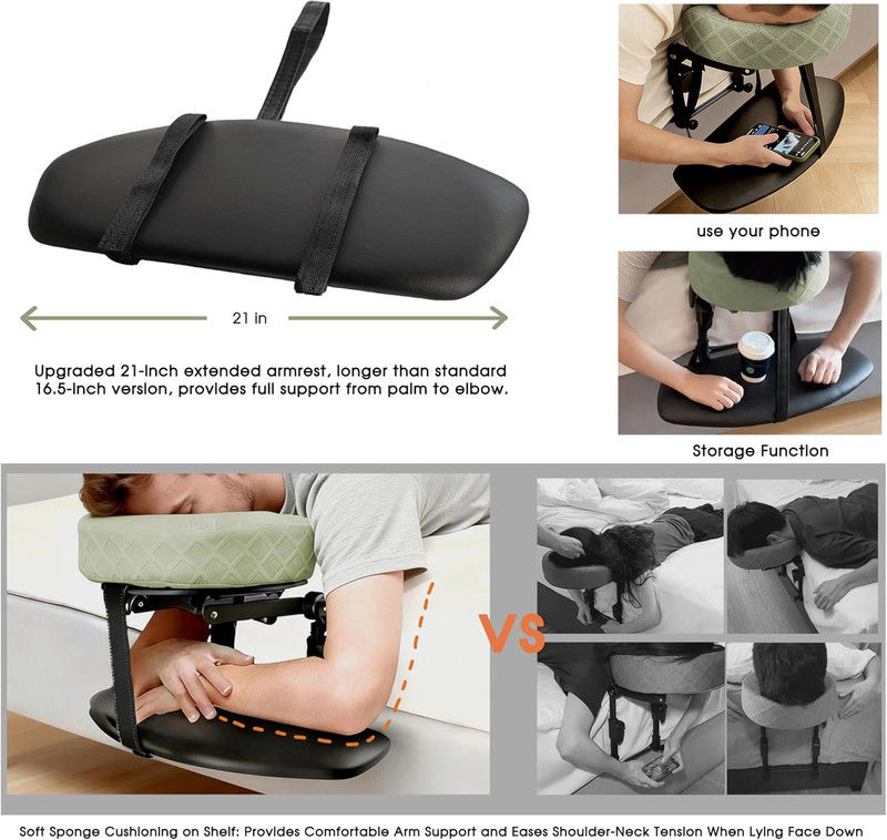 Adjustable Massage Headrest with Extra Long Armrest for Home Use gallery