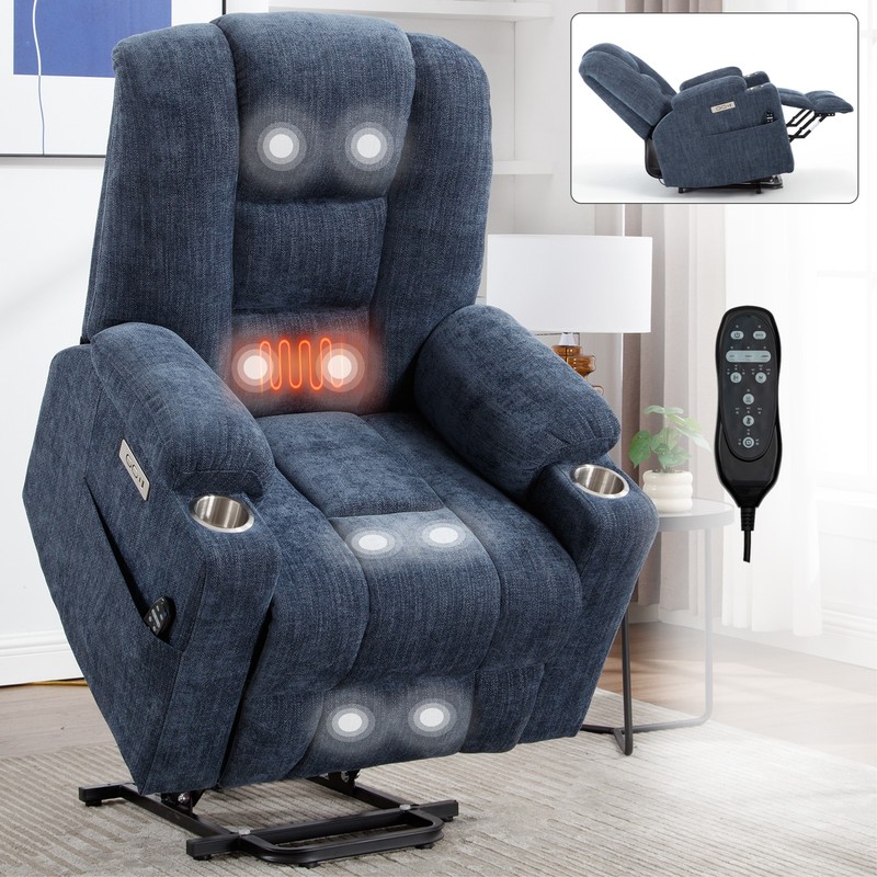 Massage Heat Power Lift Recliner for Elderly Wide Heavy Duty w/ USB Type-C Ports gallery