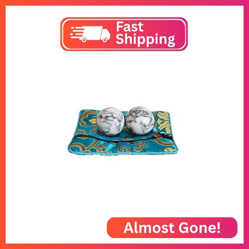 ILEWEI Chinese Traditional Baoding Balls Black White Natural Marble Health Exerc