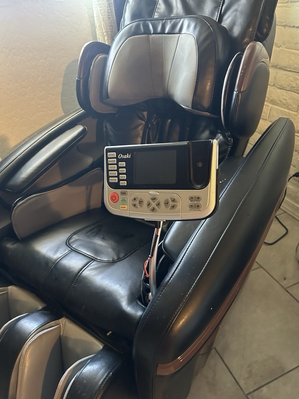 Osaki Electric Massage Chair Recliner w/ Handheld Control, Foot/Leg, Black/Gray
