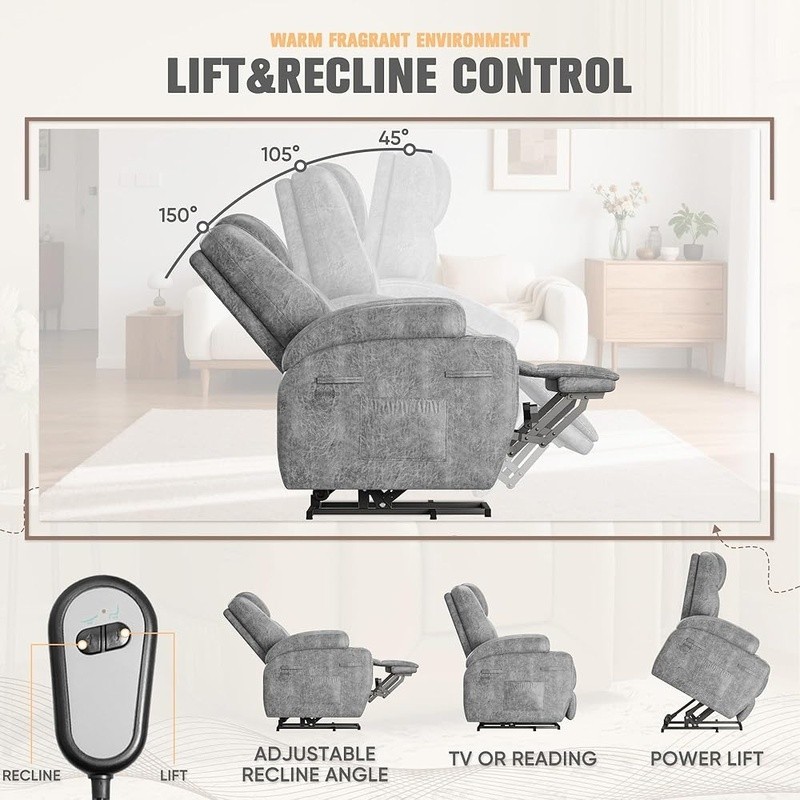 Electric Lift Recliner Chair Massage Vibration Support Storage Easy Assembly New gallery