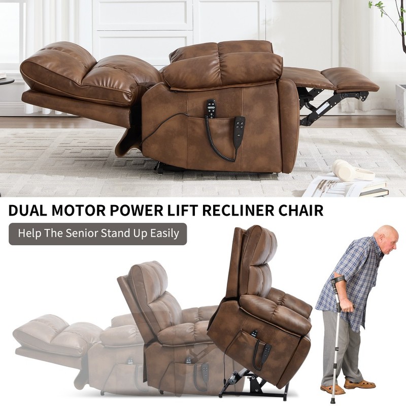 350LBS Heat Massage Electric Power Lift Recliners Infinite Position w/Cup Holder gallery