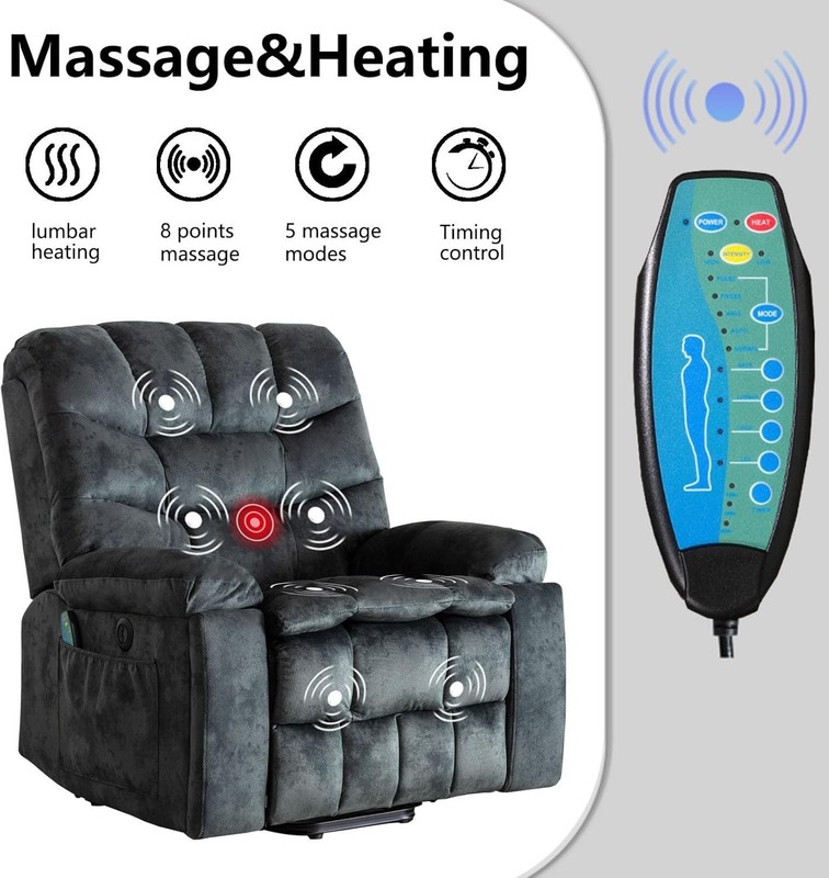 CANMOV Large Power Lift Recliner with Massage and Heat for Elderly, Heavy Duty gallery