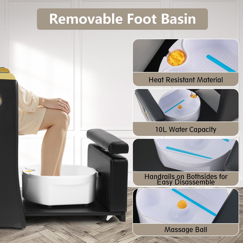 Reclining HeavyDuty Pedicure Chair with Vibration Foot Spa Tub Nail Salon Beauty gallery