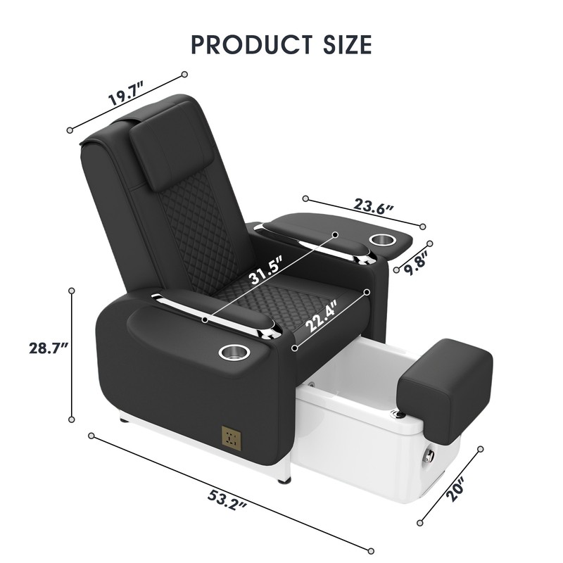 Black Pedicure Spa Chair Recliner Manicure Nail Tech Back Massage Salon Footbath gallery