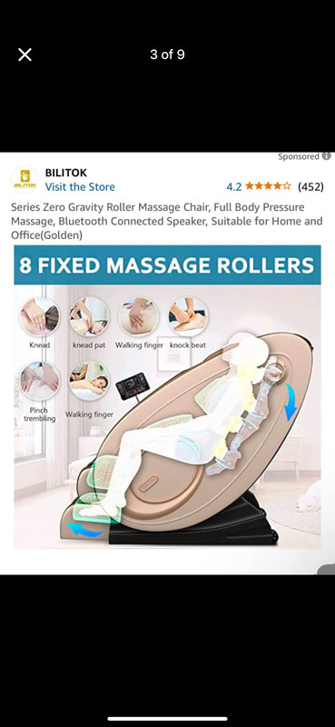 Zero Gravity Recliner Massage Chair with Full Body Heat, Bluetooth Speakers, Air gallery
