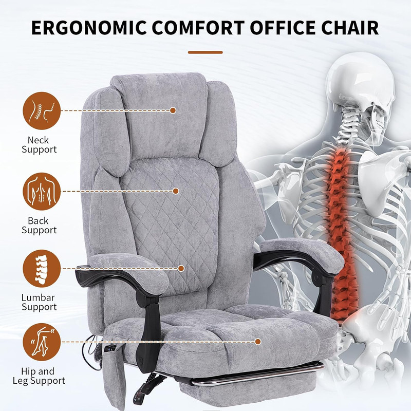Massage Office Chair with Foot Rest,High Back & Heat 6 Vibration Points, Executi gallery