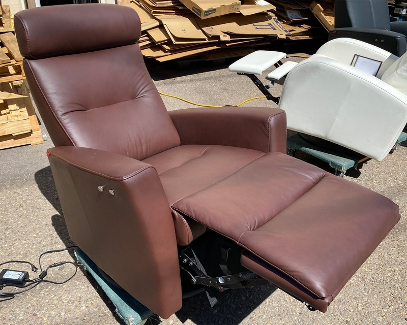 Fjords Madrid Swing Swivel Relaxer Power Electric Recliner Chair Cacao Leather