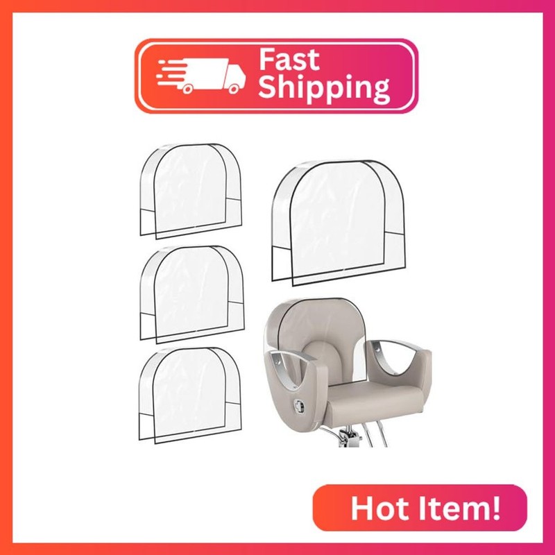 4Pcs Salon Chair Cover, Clear Round Barber Salon Chair Back Covers, Vinyl Chair