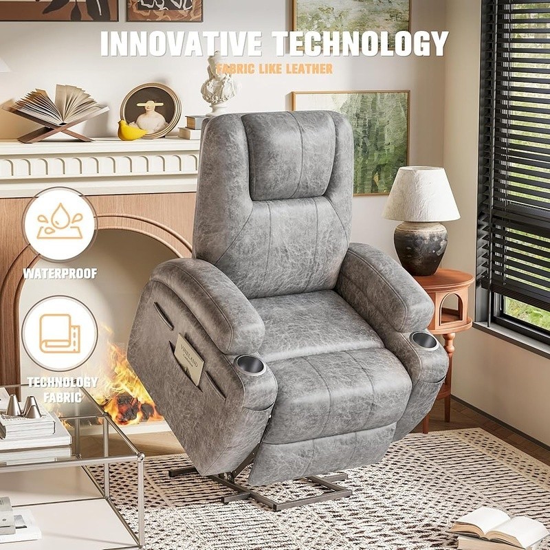 Electric Lift Recliner Chair Massage Vibration Support Storage Easy Assembly New gallery
