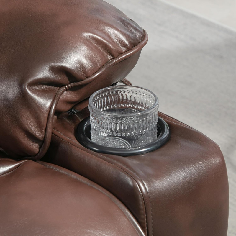 Power Lift Recliner Chair for Elderly Vibration Massage Heat Brown | Wide Faux L gallery