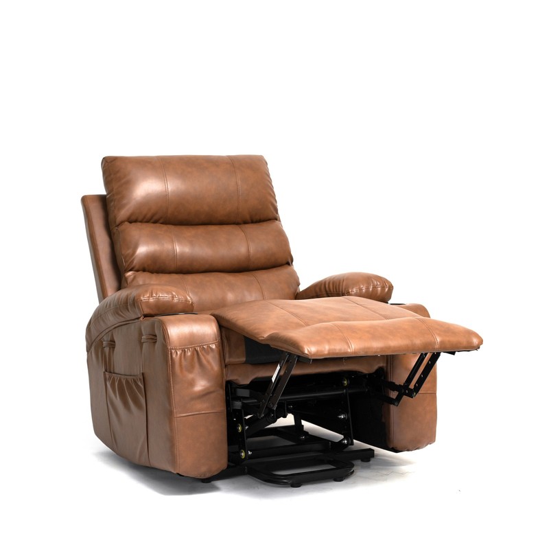 Power Lift Recliner Chair with Massage & Heat, 21" Seat, Brown PU gallery