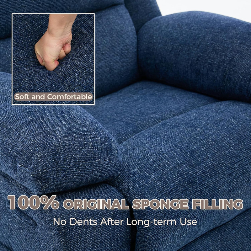 Blue Oversized Massage Rocker Recliner Chair with 360° Swivel and Heating gallery