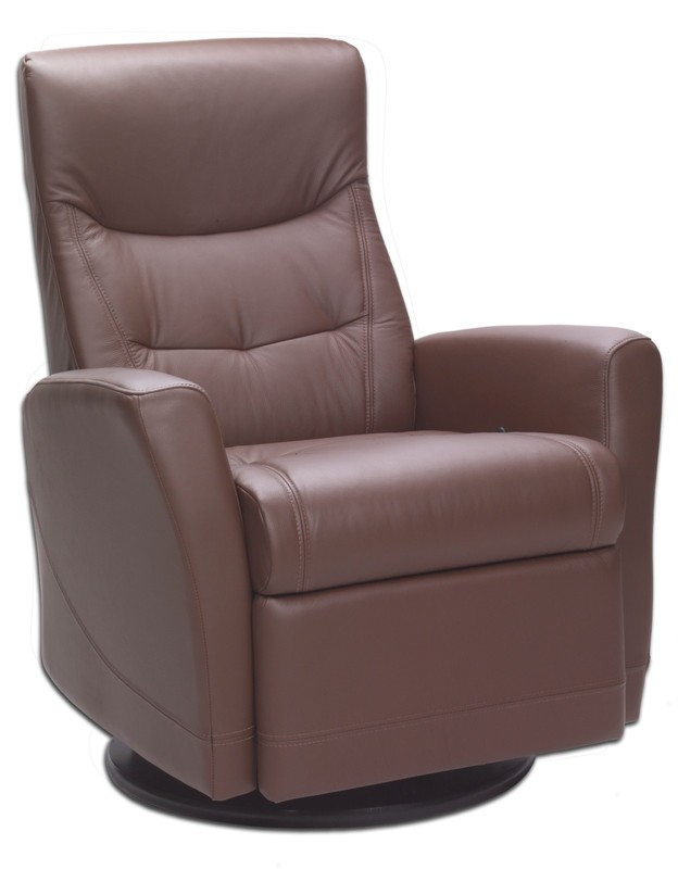 Fjords Oslo Swing Swivel Relaxer Manual Recliner Chair Walnut Nordic Leather LRG