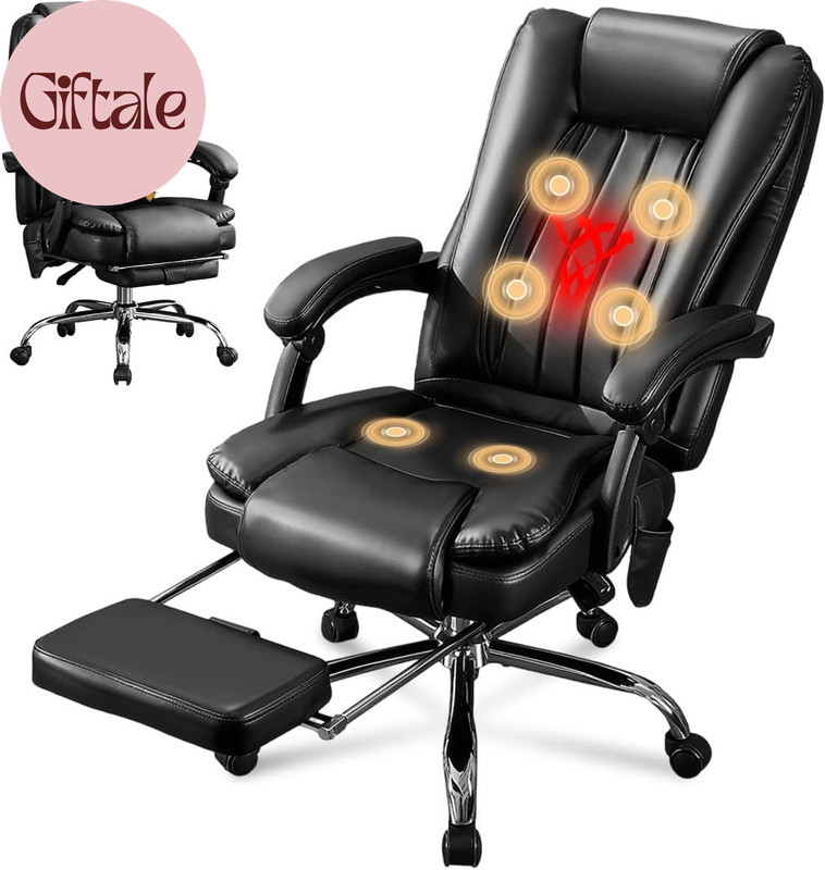 Massage Office Chair with Foot Rest,6 Points Vibration and Heat Ergonomic Execut