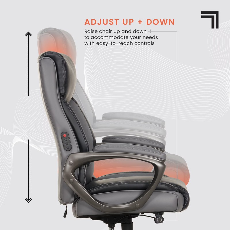 S-140 Massage and Heat Office Chair, Black/Gray gallery
