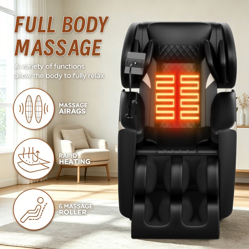 Full Body Massage Chair Black Zero Gravity Shiatsu Massage recliner w/5 Modes gallery