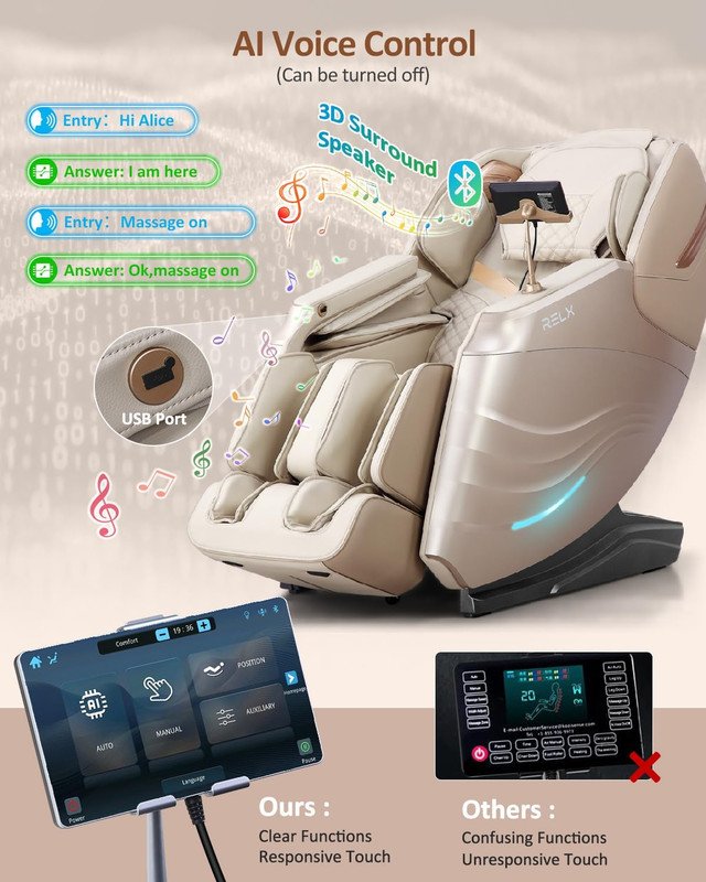 Massage Chair Full Body, 20 Modes Zero Gravity Sl-Track Shiatsu Massage Chair Bu gallery