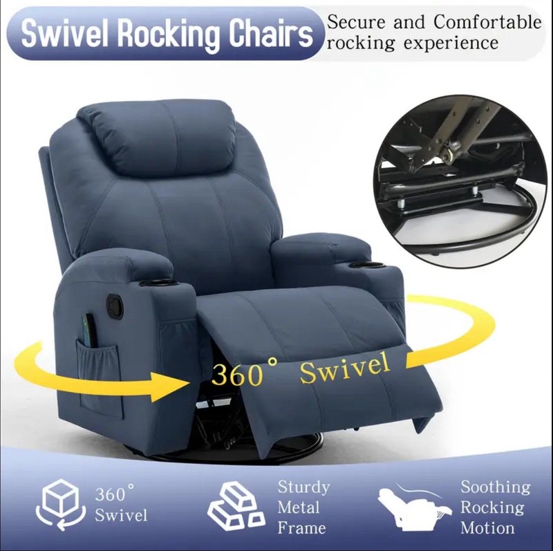 PU Leather Recliner Chair Lift Power Massage Sofa Heat Vibration Heated Leather gallery