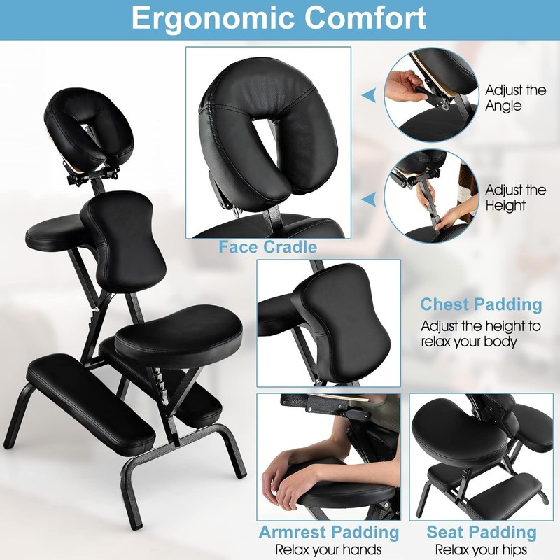 Portable Lightweight Massage Chair with Carrying Bag - Adjustable & Ergonomic gallery