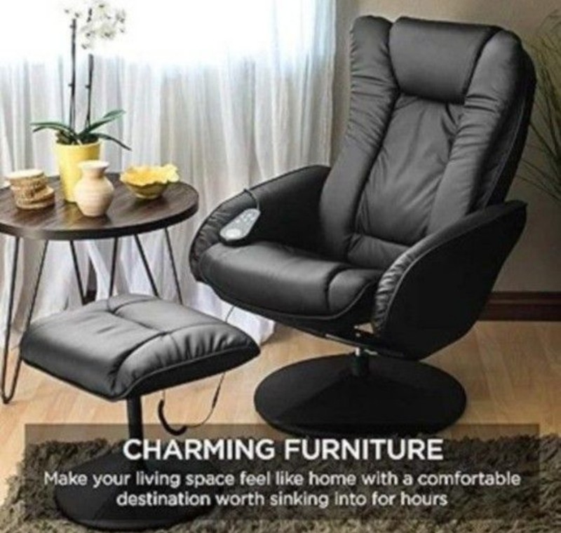 LUXURIOUS Faux Leather Electric Massage & Heat Recliner w/Ottoman!