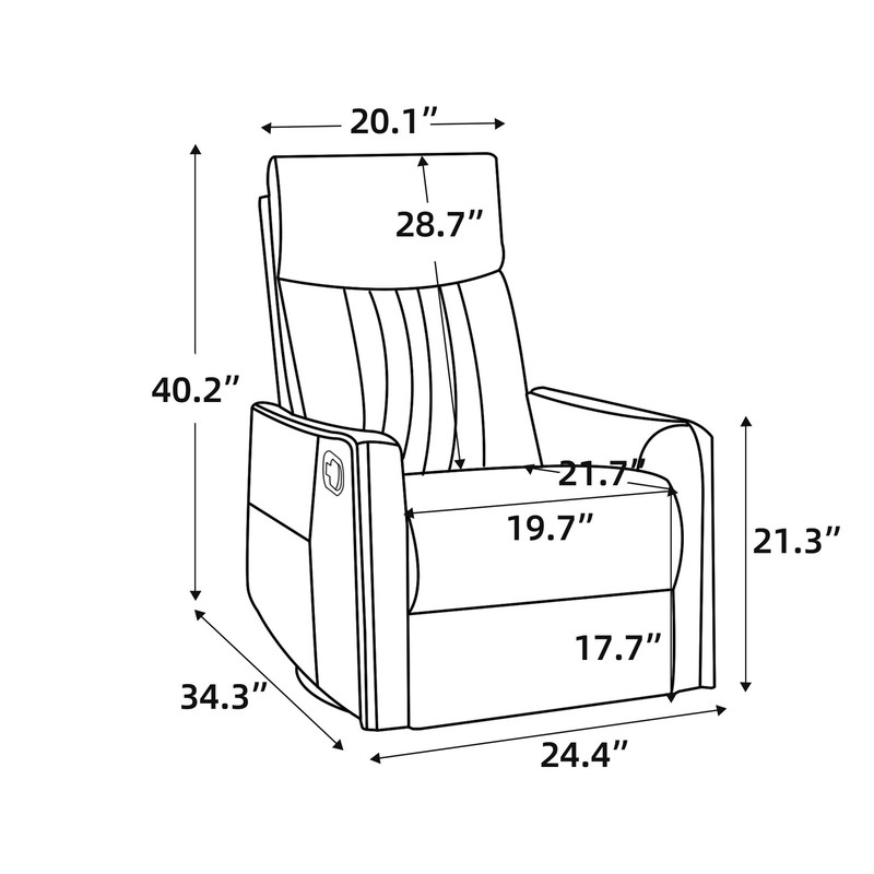 Beige Heat Massage Manual Recliner Chair with Rocker and Swivel in Fabric gallery