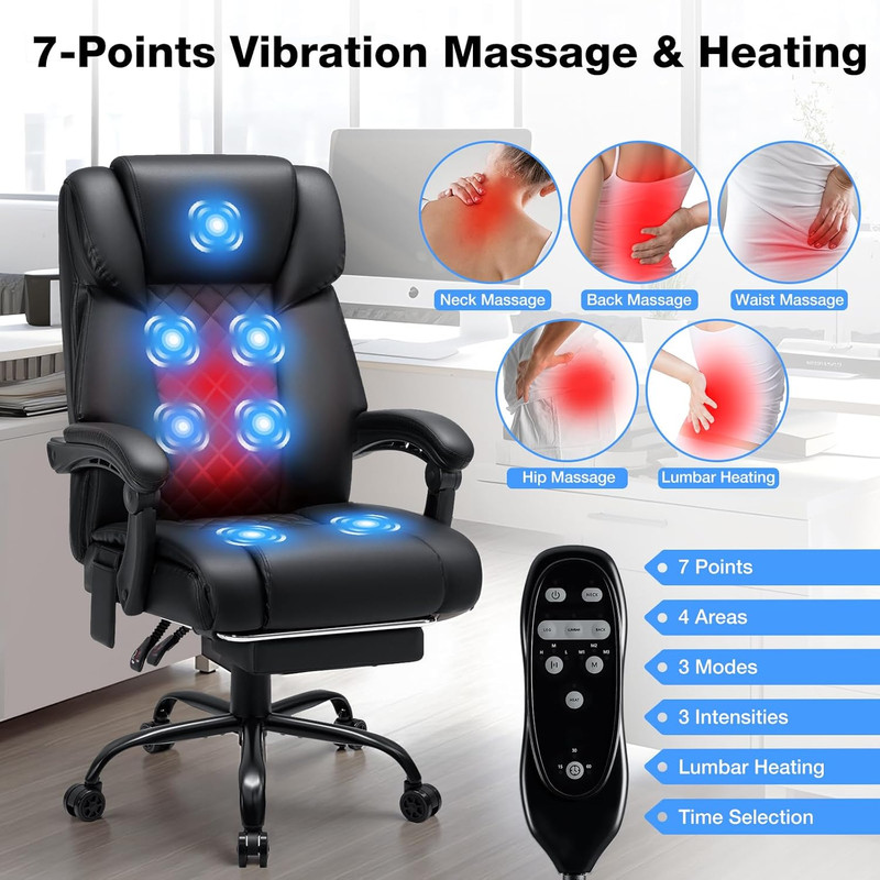 HOFFREE Massage Office Chair with Heat 7 Points Vibration Ergonomic Executive Of gallery