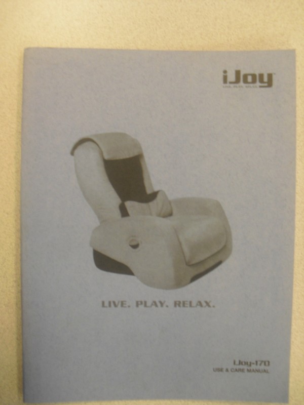 Replacement iJoy 170 Massage Chair Instruction Manual (Part Number #2304350)