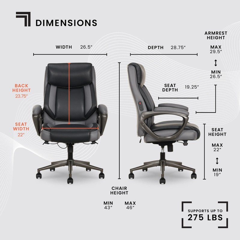 S-140 Massage and Heat Office Chair, Black/Gray gallery
