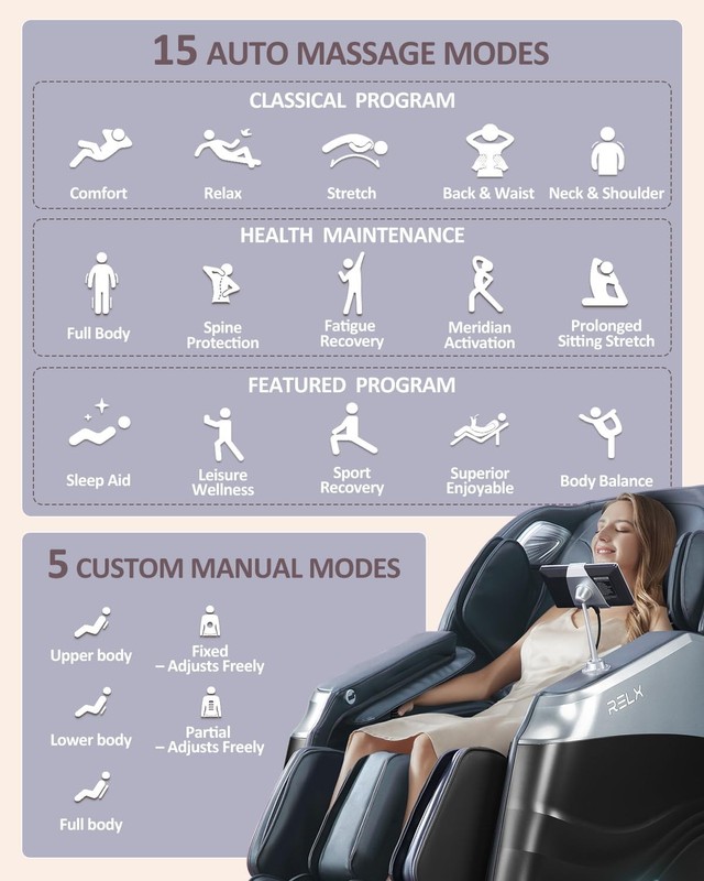 RELX Massage Chair Full Body with Scan, Zero Gravity, Large, Black gallery