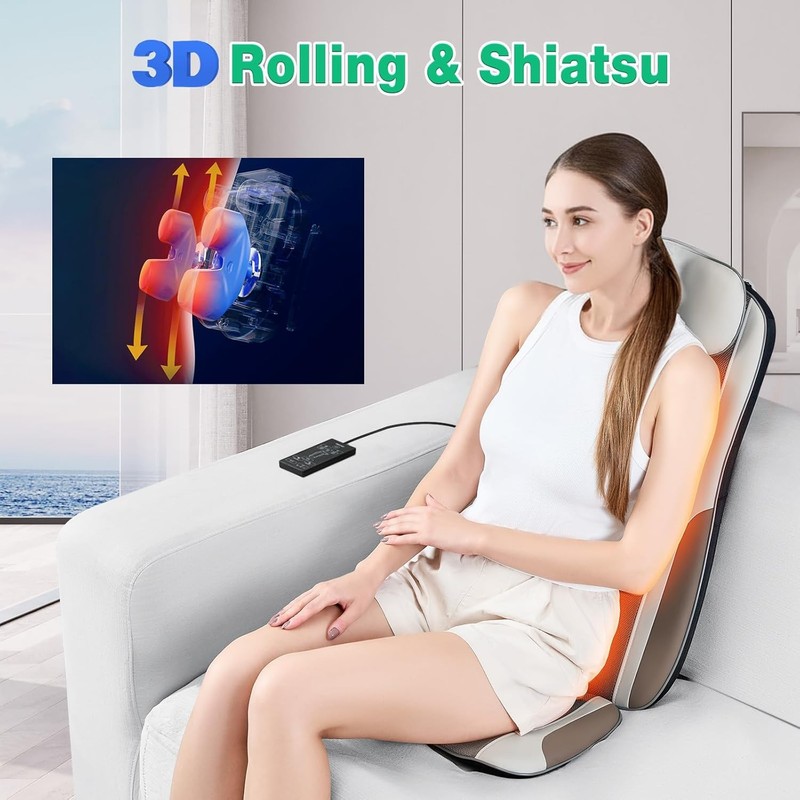 Comrelax Shiatsu Back Massager with Heat Deep Tissue Cushion 2 Vibration Motor gallery